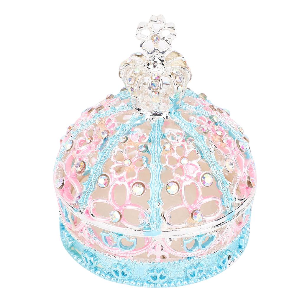 Crown Trinket Box Vintage Enameled Decorative Jewelry Box Zinc Alloy for Necklaces Bracelets