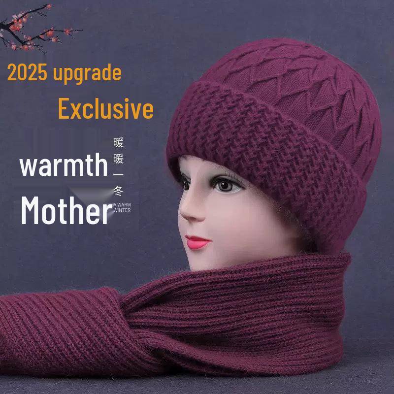 Plush Thickened Woolen Winter Pullover Hat for Middle-aged and Elderly