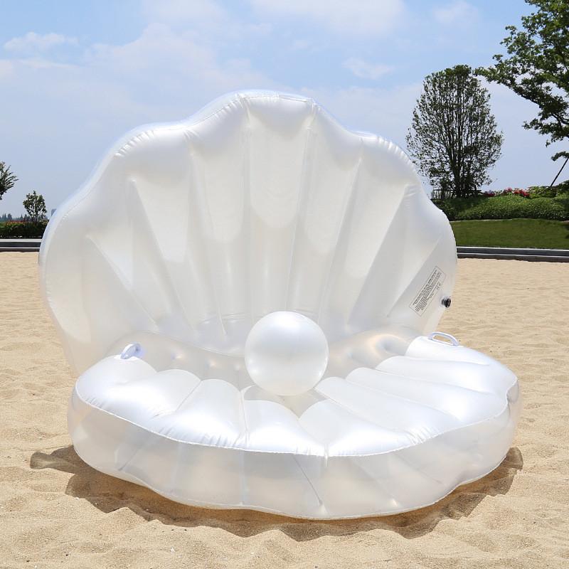 Stylish White Pearl Seashell Water Float Bed For Adults Pvc Material