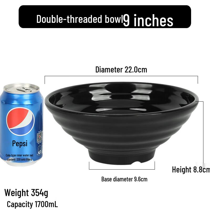 Black Melamine Threaded Noodle Bowl Set (3-Pack)