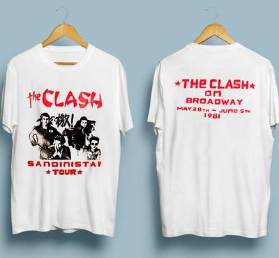 The Clash On Broadway 1981 Concerto Bianca Tutte le Taglie Stile Morbido T-shirt S08