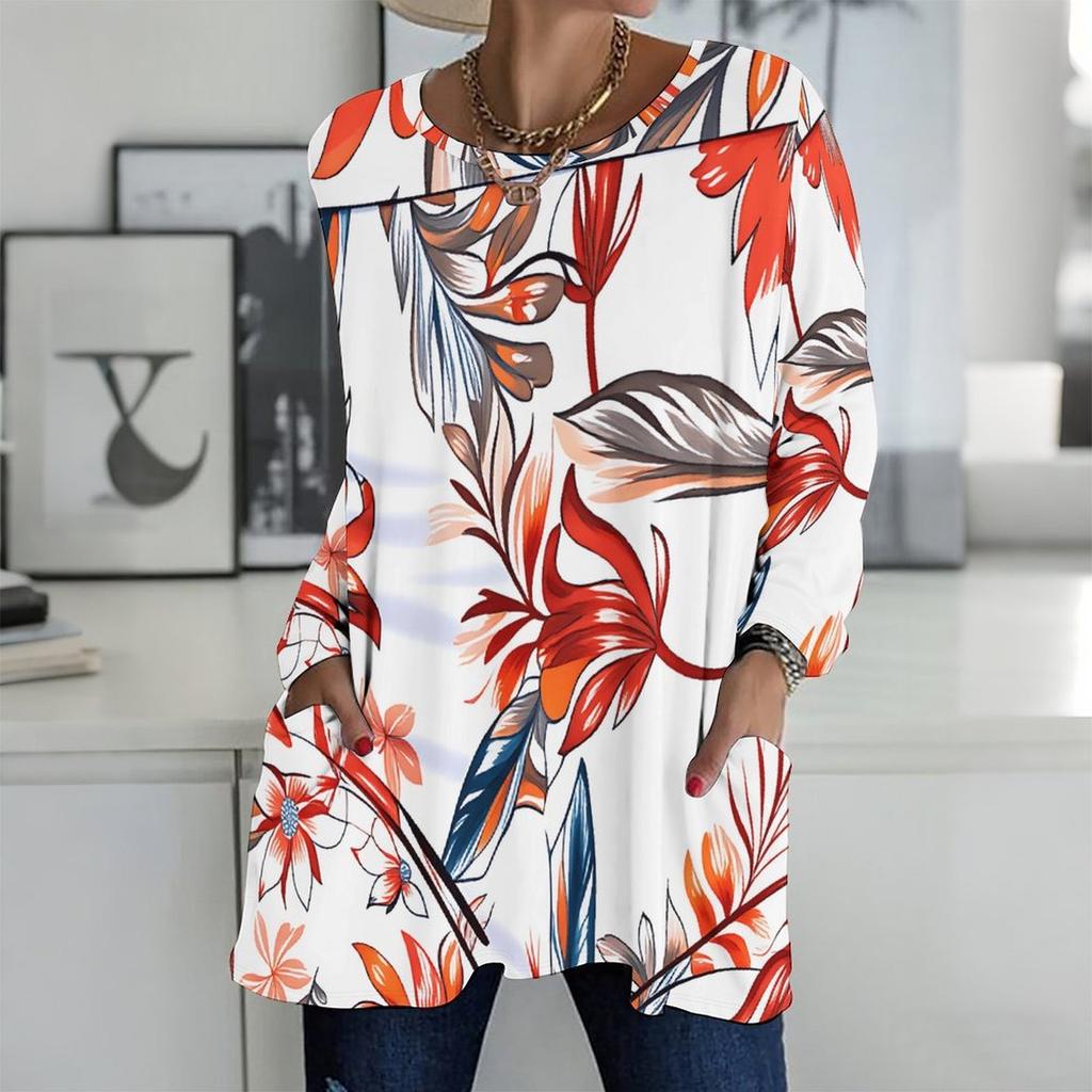 Ladies V Neck Plus Size Long Sleeve Blouse Soft Loose Tops For Casual Outdoor Activities