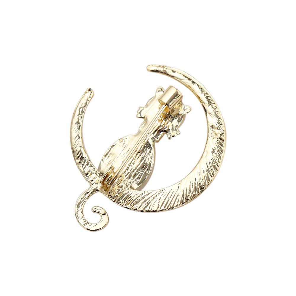 Party Jewelry Clothes Accessories Rhinestone Corsage Brooch Lapel Pins Moon Cat Brooch Women Brooch