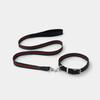 Premium Soft Fabric Dog Collar Leash Set Ins Style Adjustable Comfortable Pet Neck Strap With Genuine Leather Trim