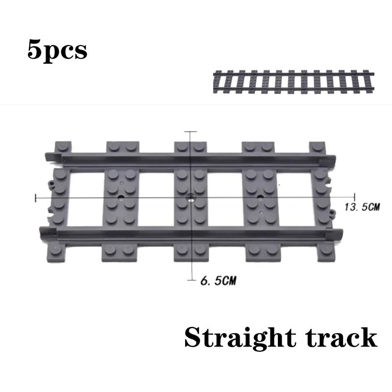City Train Parts Tracks Train Station Bricks Railway Buffer Stop Model Rails Straight Curved Railways Building Blocks MOC Toys