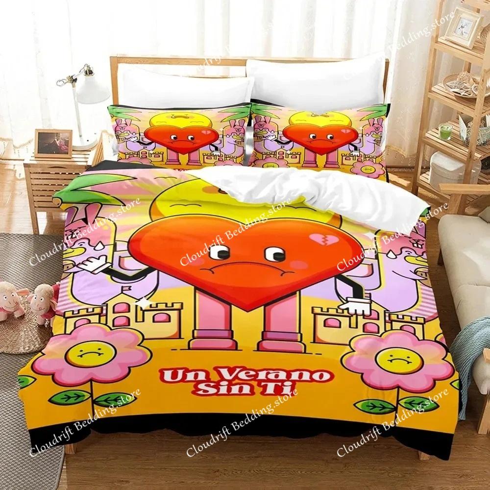 Bad Bunny Un Verano Sin Ti Duvet Cover Set Fashion Canvas Painting Bedding Set,Adults Teens Full Queen Size Comforter Cover Sets