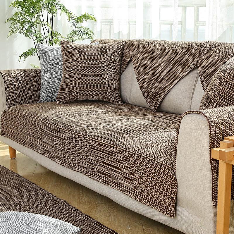 Sofa Cushion Cotton and Linen Four Seasons Universal Non-Slip Fabric Cushion Linen Old Coarse Cloth Sofa Cover Cover Cloth Simple Modern