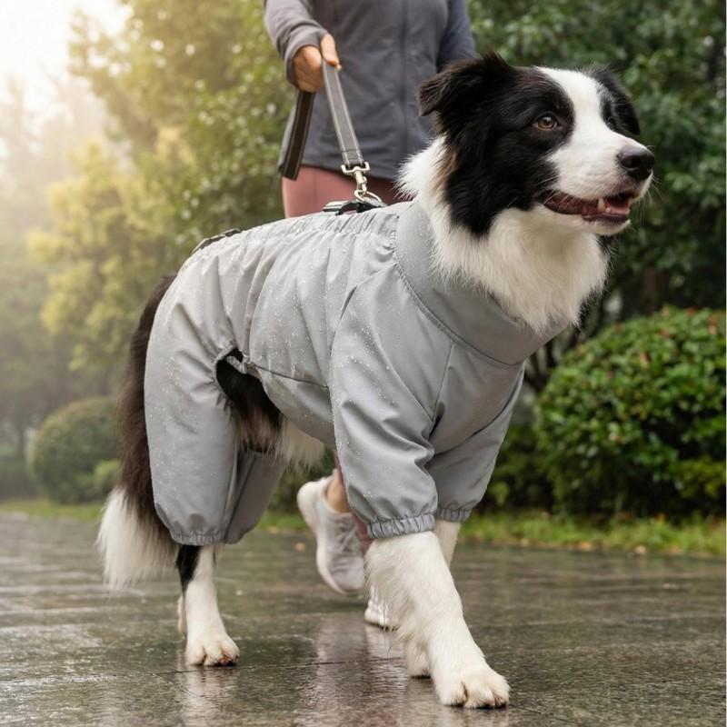 Waterproof Dog Raincoat With Matching Booties Anti-Dirt Pants Set Large Breeds All Comfortable Durable