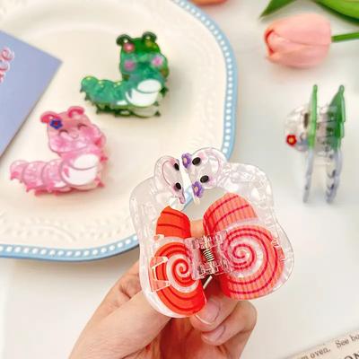 1pc Creative Snail Caterpillars Silkworm Grip Clip,cute Animal Acetate Hairpin Fun Pan Hair Shark Clip