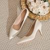 2026 Neue Damen-High Heels aus weichem Leder - Dünner Absatz Spitz zulaufende Spitze Off-White Professionelle Arbeitsschuhe, Ermüdungsfreie Füße, XCY41-Y5-8