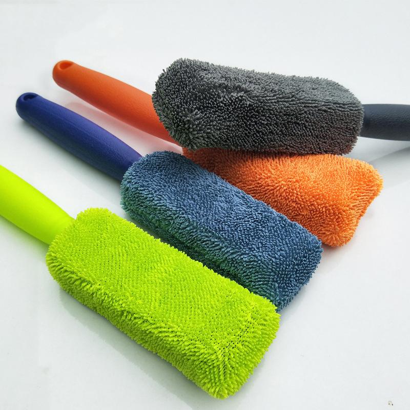 Car Wash Portable Microfiber Wheel Tire Rim Brush Car Wheel Wash Cleaning for Car with Plastic Handle Auto Washing Cleaner