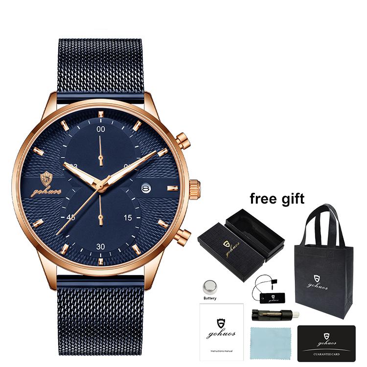 Gohuos 8823 Custom Luxury Fashion Mens Wristwatch Waterproof Original Quartz Wrist Watch for Men Reloj Para Hombre Montre Homme