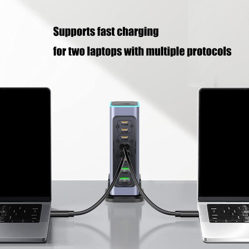 660W 8-Port Schnellladestation USB C PD100W Port für Laptops, Telefone, Tablets, Geräte Europäische Stecker Wandladegerät