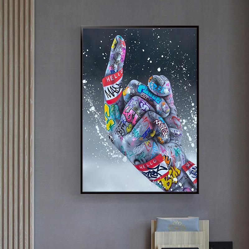 Abstract Hand Canvas Wall Art Painting Graffiti Street Pop Art Love Posters and Print Picture Modern Living Room Home Decoration