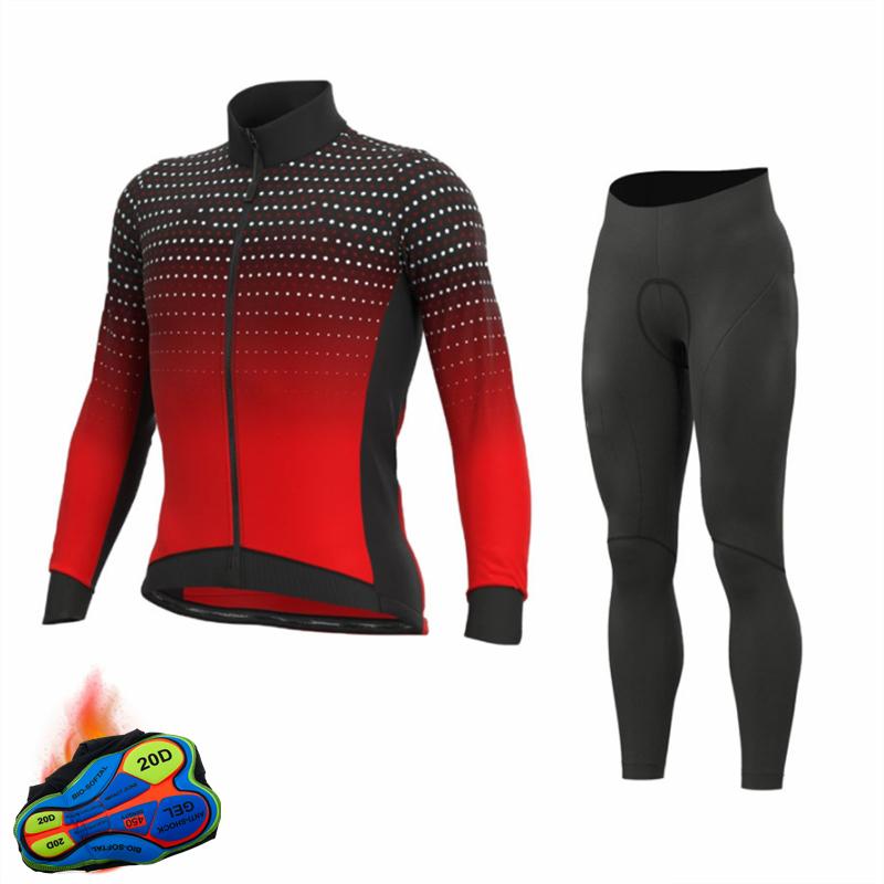 2026 Winter Thermal Fleece Long Sleeve Cycling Jersey Set Bib Pants Ropa Ciclismo Bicycle Clothing MTB Bike Men Clothes Suit
