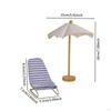 3 Pack of Beach Chair and Umbrella for 1:12 Dollhouse, Mini Model Items Outdoor Settings