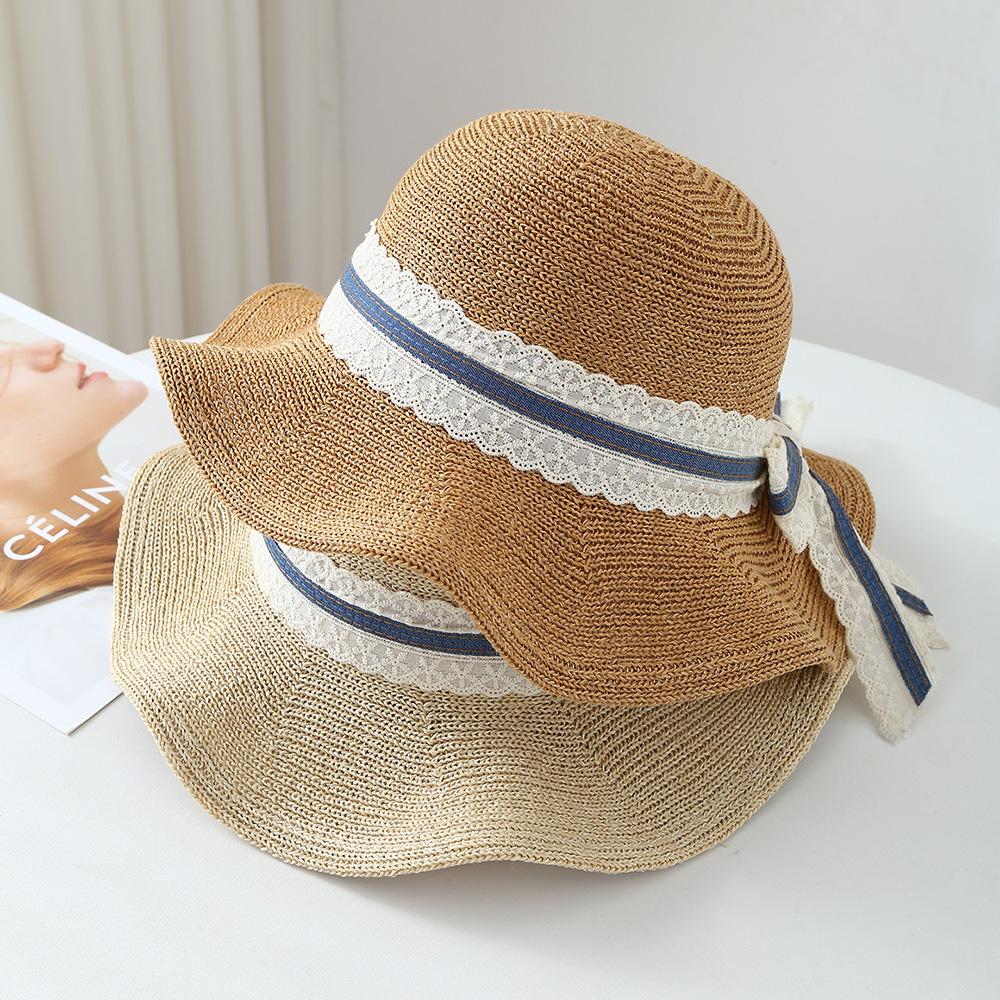 Women's Bow-trim Fisherman Hat Spring Summer Sunshade Foldable Travel Beach Sun Hat Holiday Fashion Accessories New