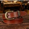 Women's Retro Leather Jeans Belt - Top Layer Cowhide, Pin Buckle, Vegetable Tanned, Casual Hong Kong Style