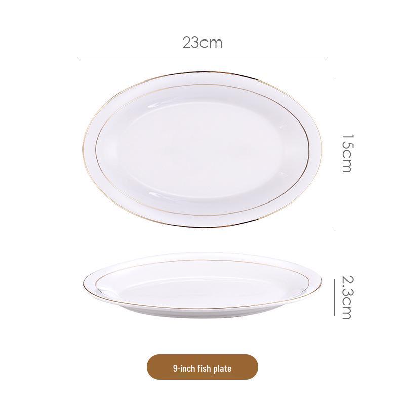 Gold-Rimmed Nordic Fish-Shaped Ceramic Plate for Steamed Fish - Large Household Dish