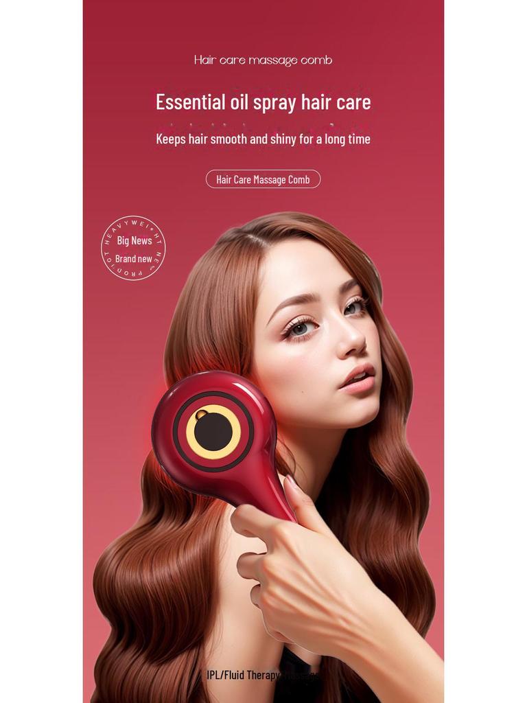 Elektrikli Saç Derisi Masaj Aleti: Sınır Ötesi Sprey Esans Yağı Kırmızı ve Mavi Iıklı Saç Uzatma ve Bakım Tarağı