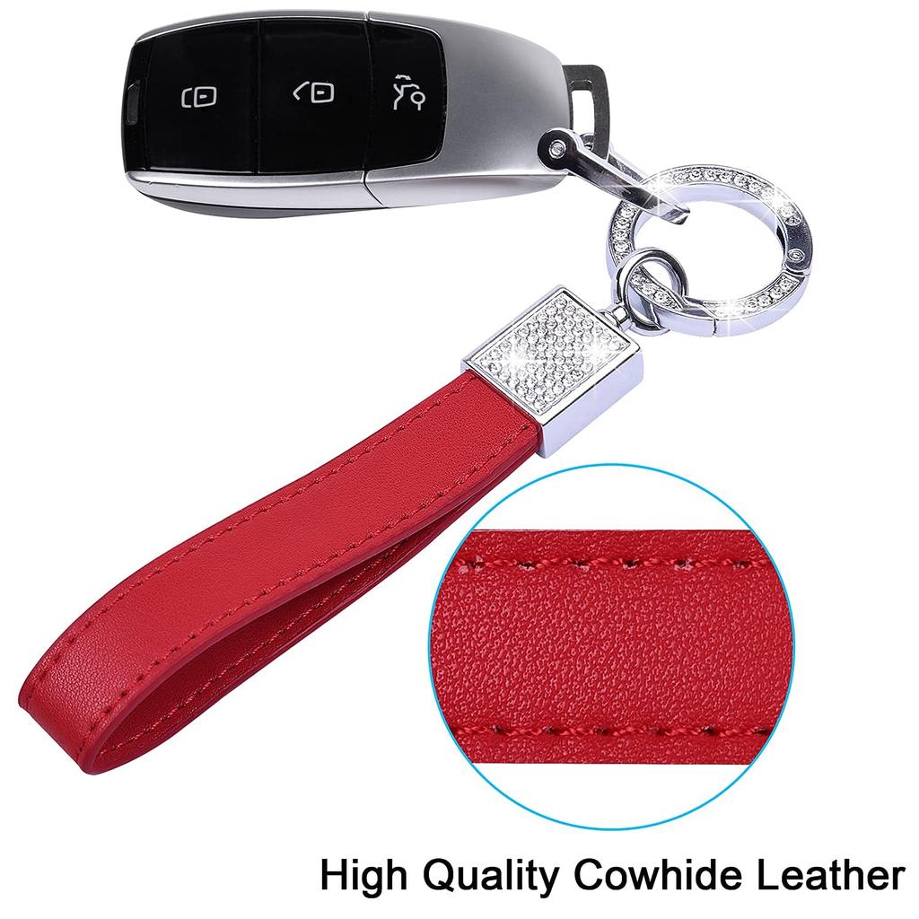 Wisdompro Car Key Chain, Sparkling Genuine Leather, Car Key Chain,