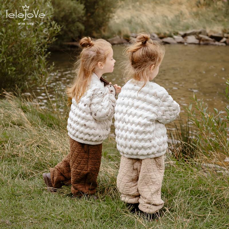 LELE JOVE Kids' Unisex Warm Textured Cuffed Cotton Pants