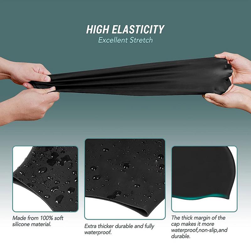 Silicone SwimmingCaps Oversized Long Hair SwimmingCaps Waterproof SwimCap With Ear Protect Diving Bathing Hats Pool