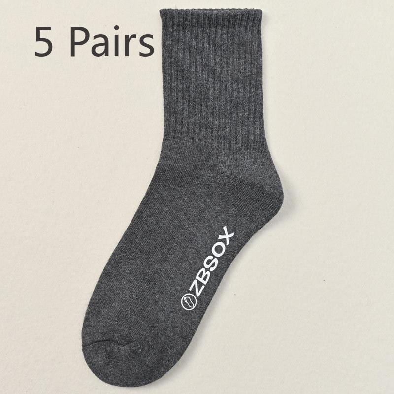 5 Pairs of Men's Autumn and Winter Cotton Thick and Velvet Warm Wool Ring Anti Pilling Tube Socks