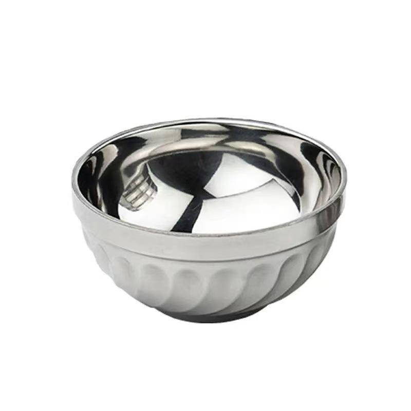 Platinum Gloss Double-Layer Insulated Stainless Steel Children's Bowl for Rice, Soup, or Cold Noodles