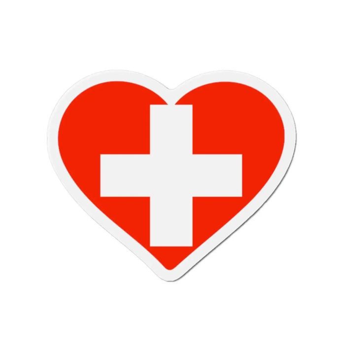 Aimant Coeur Drapeau Suisse - Multicolore - 8 cm - 50 pièces - Résine synthétique - Mixte