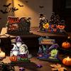 Ghost And Witch Room Decorations Halloween Wooden Table Centerpiece, Decorative Sign Ornaments, 3D Layered Gnome Pumpkin Skeleton Handmade Wood