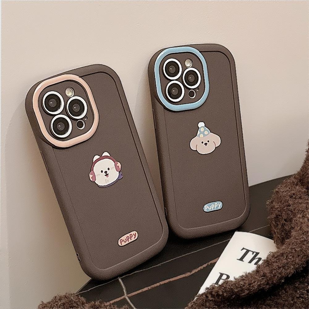 Cute Couple Apple 16 Mobile Phone Case IPhone 15 Promax Silicone 13 Suitable for 14 Puppy Avatar
