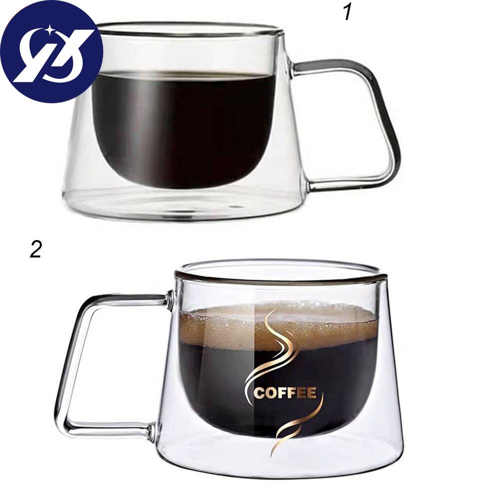 Resistant Clear Double Wall Insulated Breakfast Mug Double Glass Cup Coffee Tea Cup with Handle