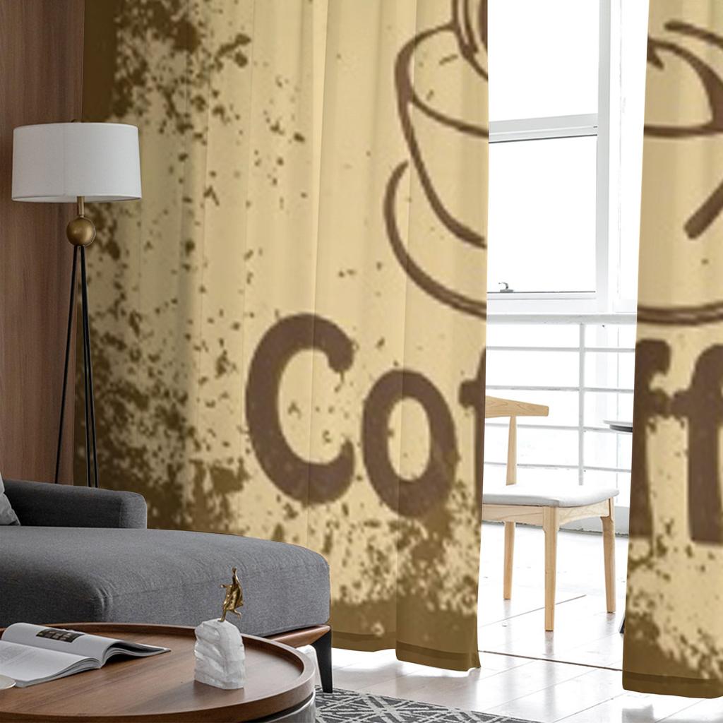 Vintage Coffee Sheer Curtains for Living Room Transparent Tulle Window Treatments Bedroom Kitchen Home Decor Veil Drapes