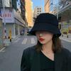 Fisherman Hat Women's Thin Black Sun Hat K-styleeasiest for Matchjapanese Style Bucket Hat Trendy Face-covering Sun Basin Hat