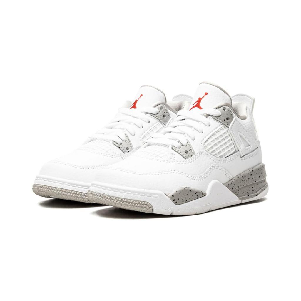 Air Jordan 4 Retro PS White Oreo Kids Sneakers Tech-Grey Black Fire-Red BQ7669-100