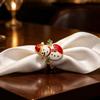 high-end Christmas Zinc Alloy Napkin Ring New Year Festive Candy Cane Bow Napkin Holder for Holiday Xmas Table Decoration
