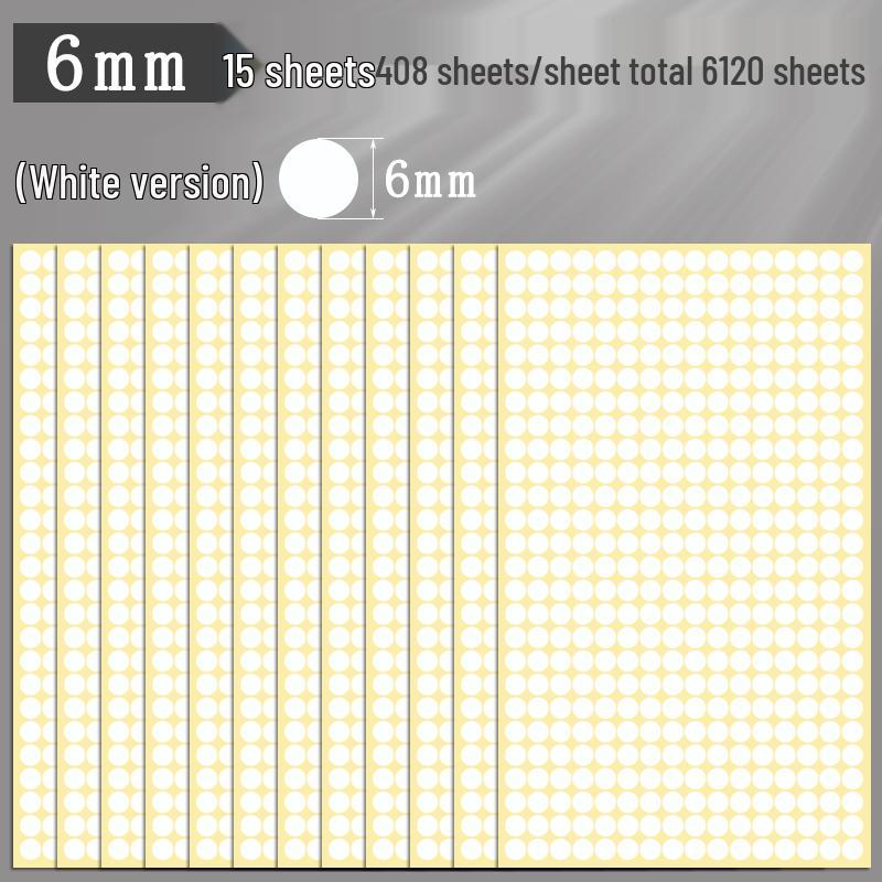 15 листов маленьких цветных круглых самоклеящихся наклеек в горошек