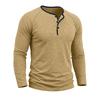 Spring Autumn Men's Cotton Henry Collar T-Shirts American Style Fashion Smart Casual Tees Tops Men Patchwork Breathable Tshirt