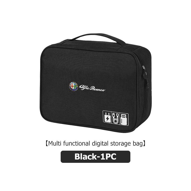 

Car Stickers For Alfa Romeo Digital Storage Bag USB Data Cable Tool Organizer Bag For Alfa Romeo 159 Giulietta 156 147 Giulia Mi