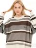 Damen Gestreifter Pullover Y2k Vintage Baggy Gestrickter Pullover Lässig Japanischer Stil Winter Warme Kleidung