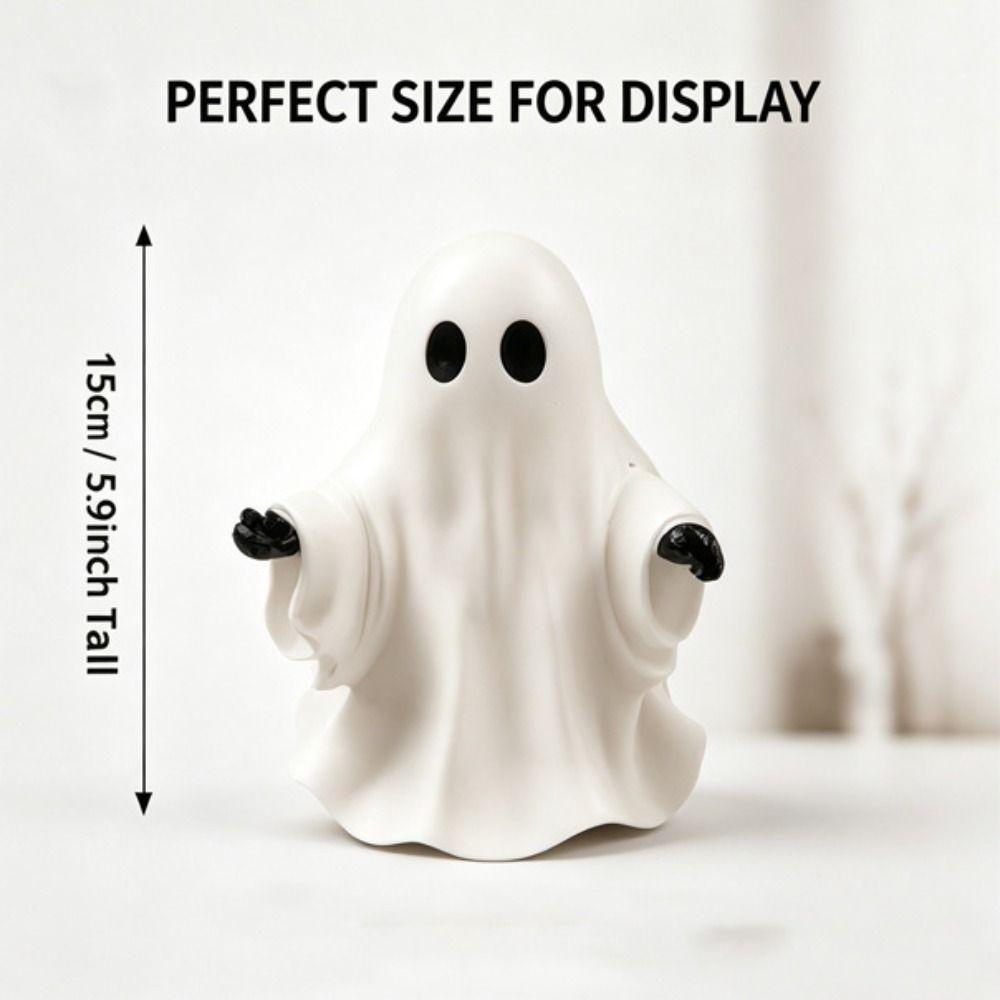 Party Props Resin Ghost Figurine White Color Matte Finish Ghost Decor Welcome Miniature Size Cute Ghost Figurine Holiday Party