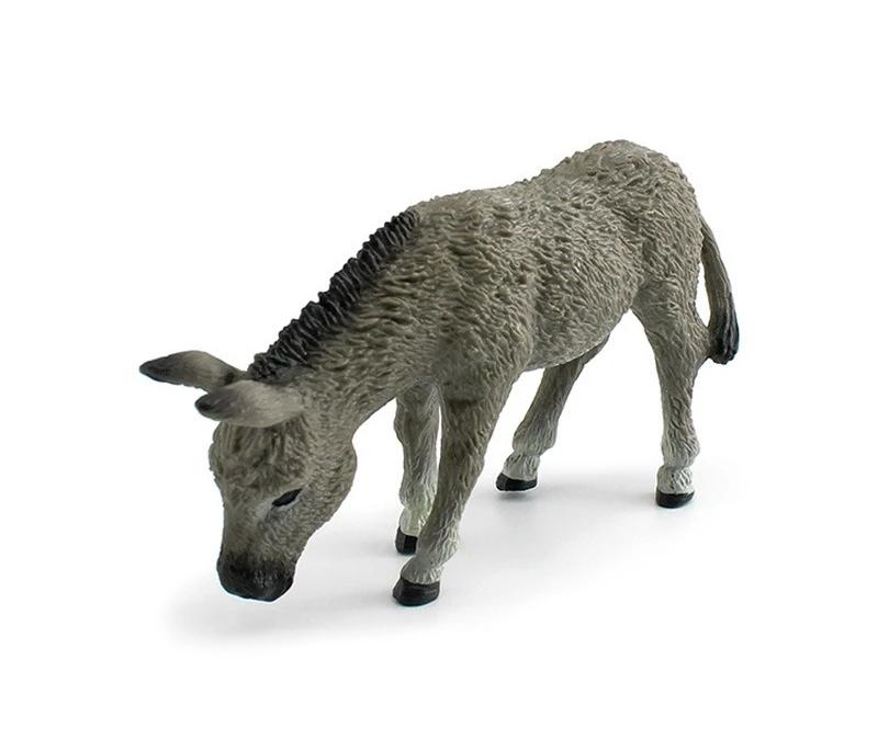 1Pcs Farm Animal Toys Lifelike Donkey Animal Figurines Plaything Figures Solid Grey Mule Models Static Pvc Decoration Crafts