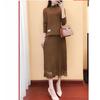 Women Sexy Autumn Knitted Tops and Dress 2 Piece Set Lace DRESS and Sweater Two Piece Set