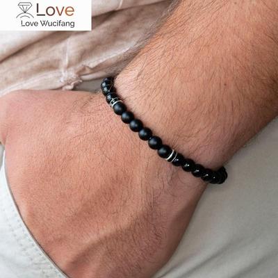 New Arrive Fashion Men Bracelet Simple Round Stone Beaded Charm Bracelets &Bangles For Men Jewelry Gift Pulsera Hombre