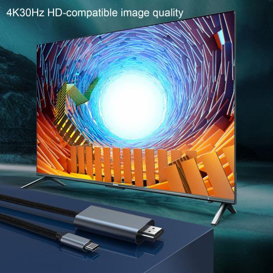 Type-C to HDMI-compatible Play High-Clarity Picture Cord Plug No-Delay High Speed Transmission 4K