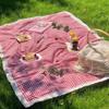 1Pcs 100×150Cm Linen Lace Red Checkered Picnic Mat Outdoor Camping Atmosphere Grass Land Blanket Tablecloth Outing Car Trunk Mat