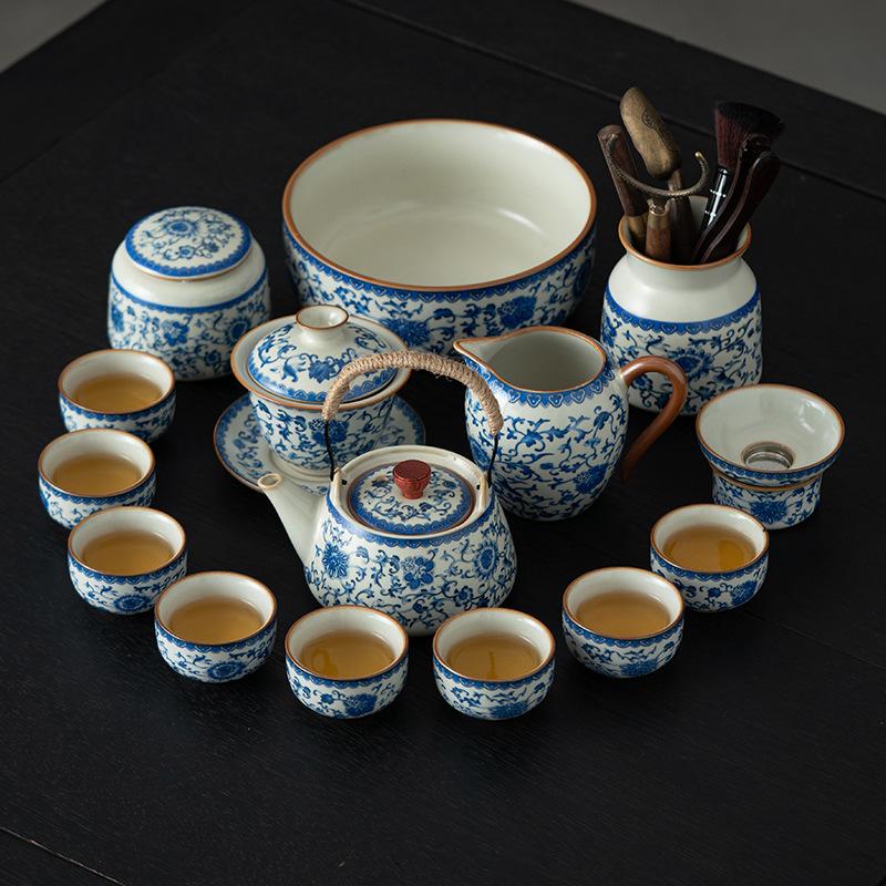 Traditional Portable Tea Set Ceremony Matcha Chinese Gongfu Teapot Tea Set Infuser Mate Cup Tetera Porcelana Tea Set Full