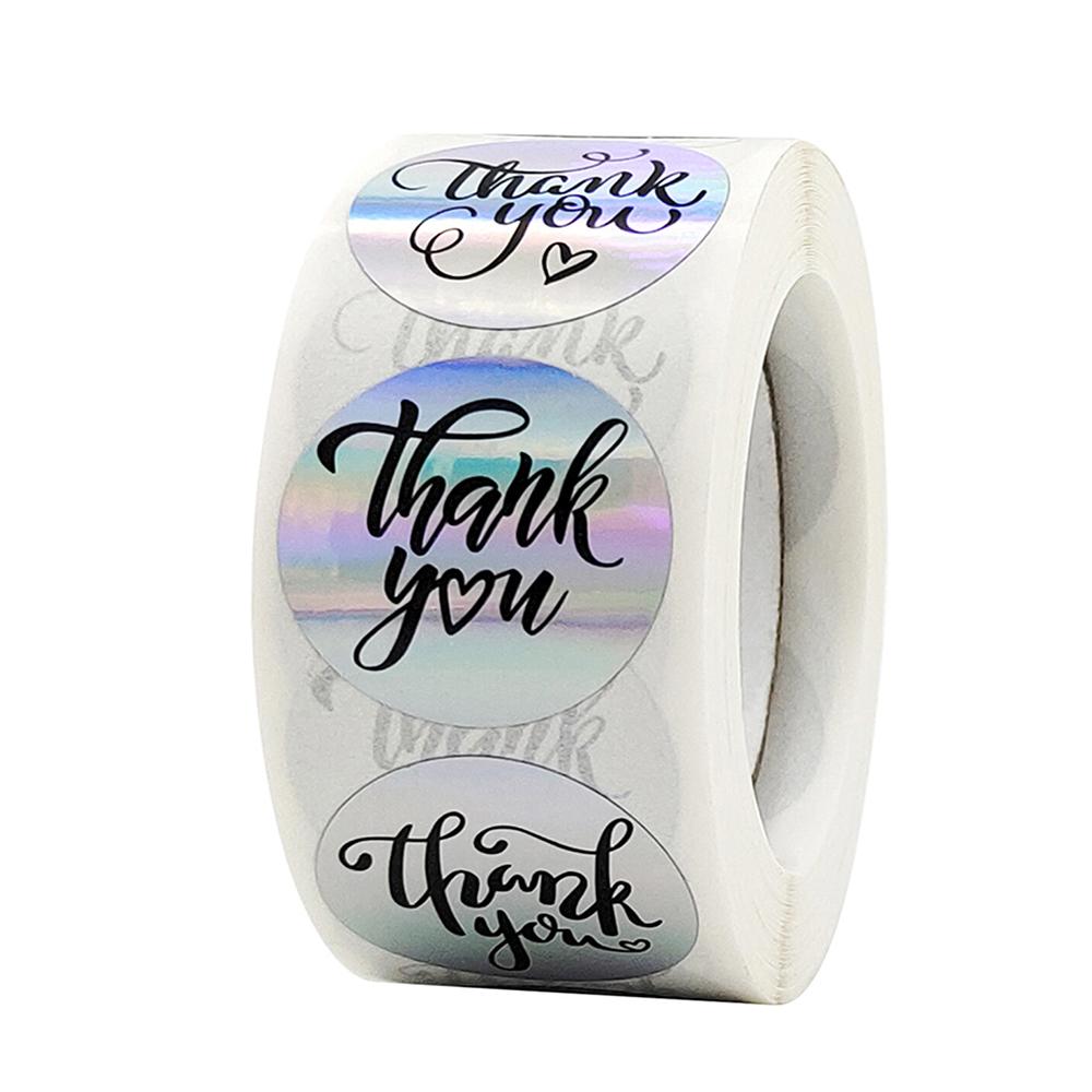 100-500Pcs Rainbow Laser Thank You Stickers 1Inch Small Business Stickers Adhesive Labels For Boutiques Wrapping Supplies