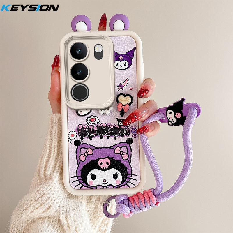 KEYSION Śliczne etui z motywem ucha 3D z kreskówkową grafiką do VIVO V29 5G z bransoletką Miękki silikonowy pokrowiec na telefon odporny na wstrząsy do VIVO V29 5G